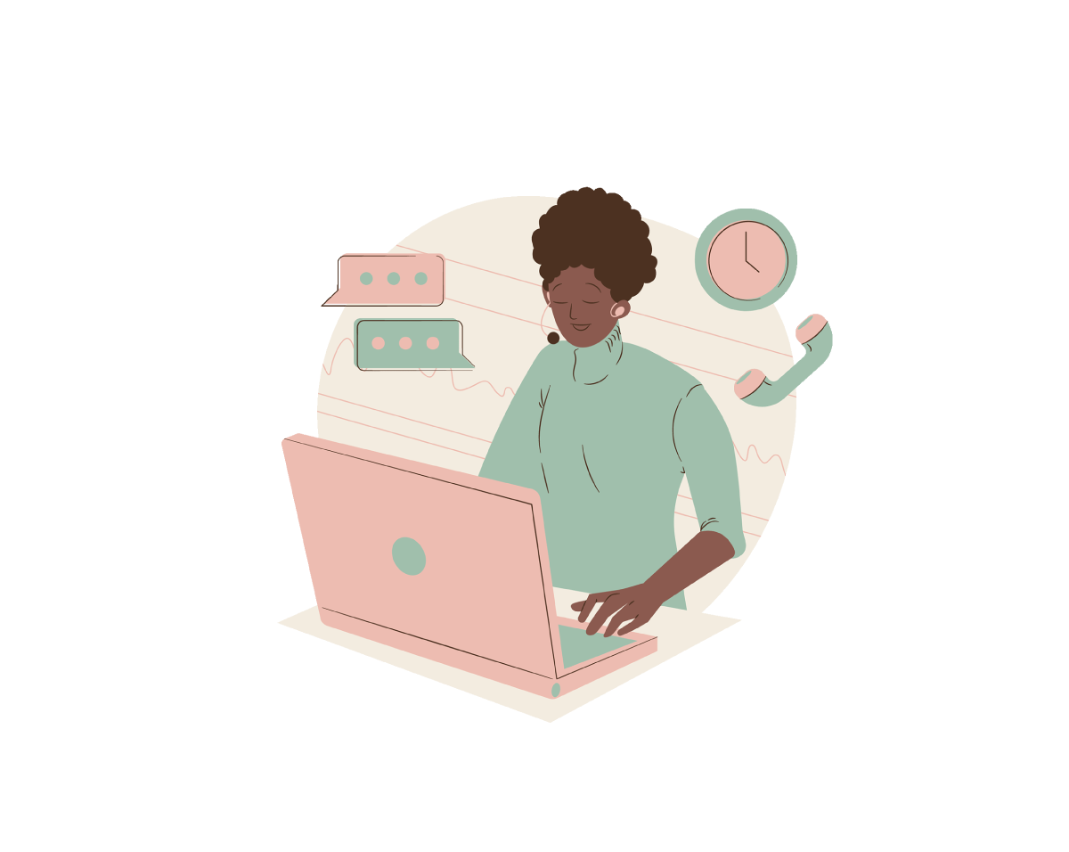 Diverse Arbeitswelt: Eine lächelnde Frau arbeitet motiviert am Computer und unterstützt gemeinnützige Projekte.