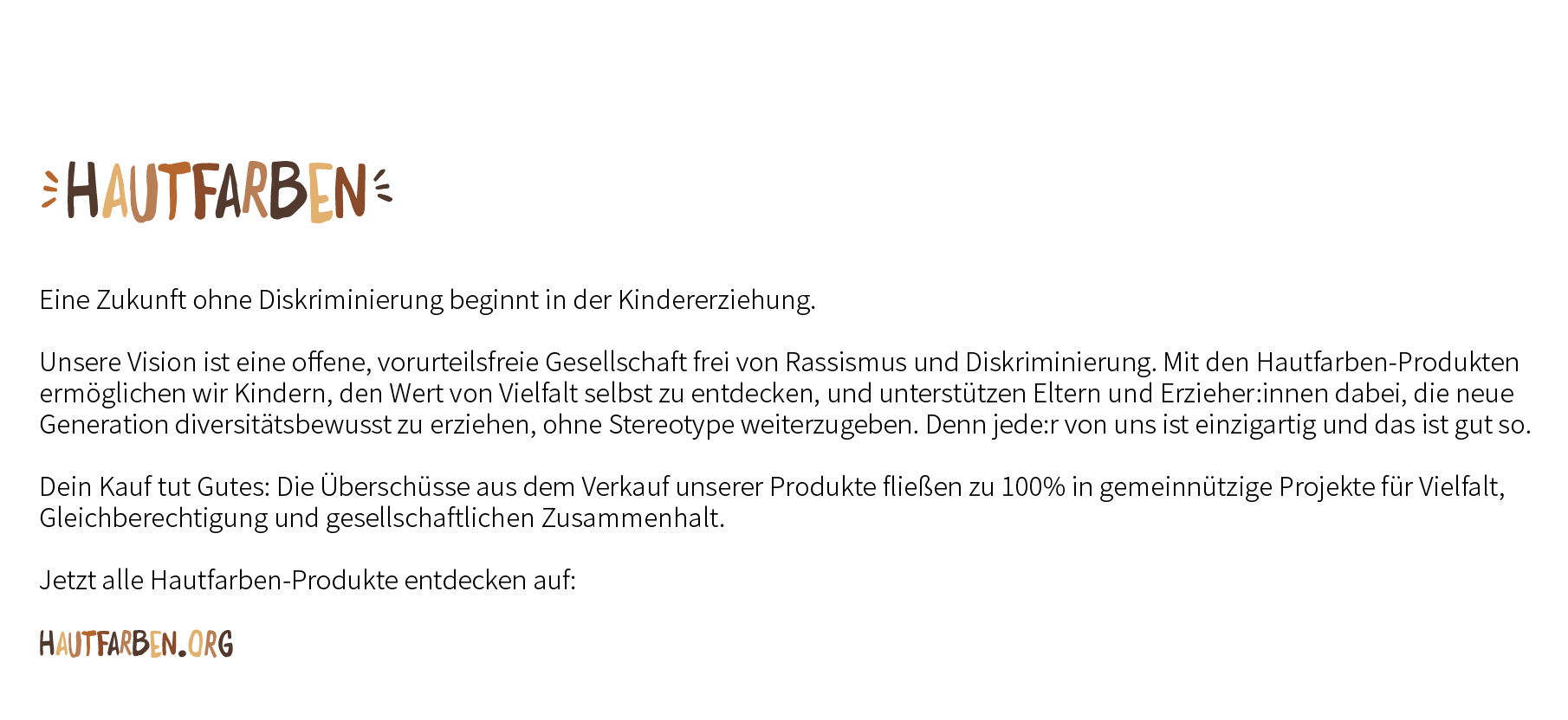Screenshot von Hautfarben-Produkten gegen Diskriminierung und gegen Rassismus.
