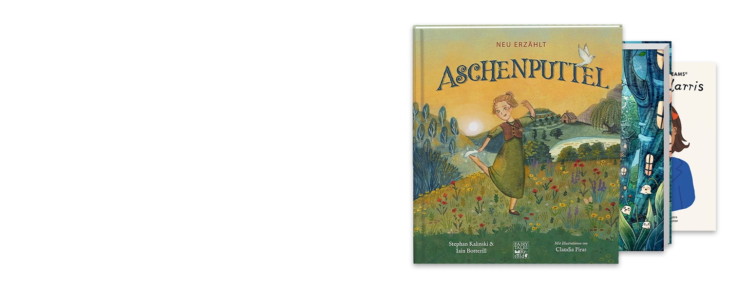 Kinderbücher über starke Frauen und Mädchen. Zu sehen sind Bücher wie "Aschenputtel" und die Biografie von Kamala Harris.