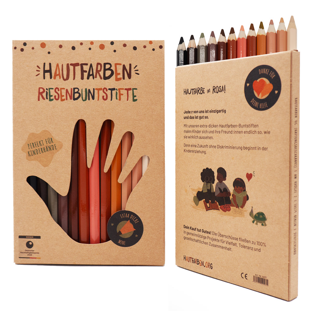 12 Riesenbuntstifte in Hautfarben