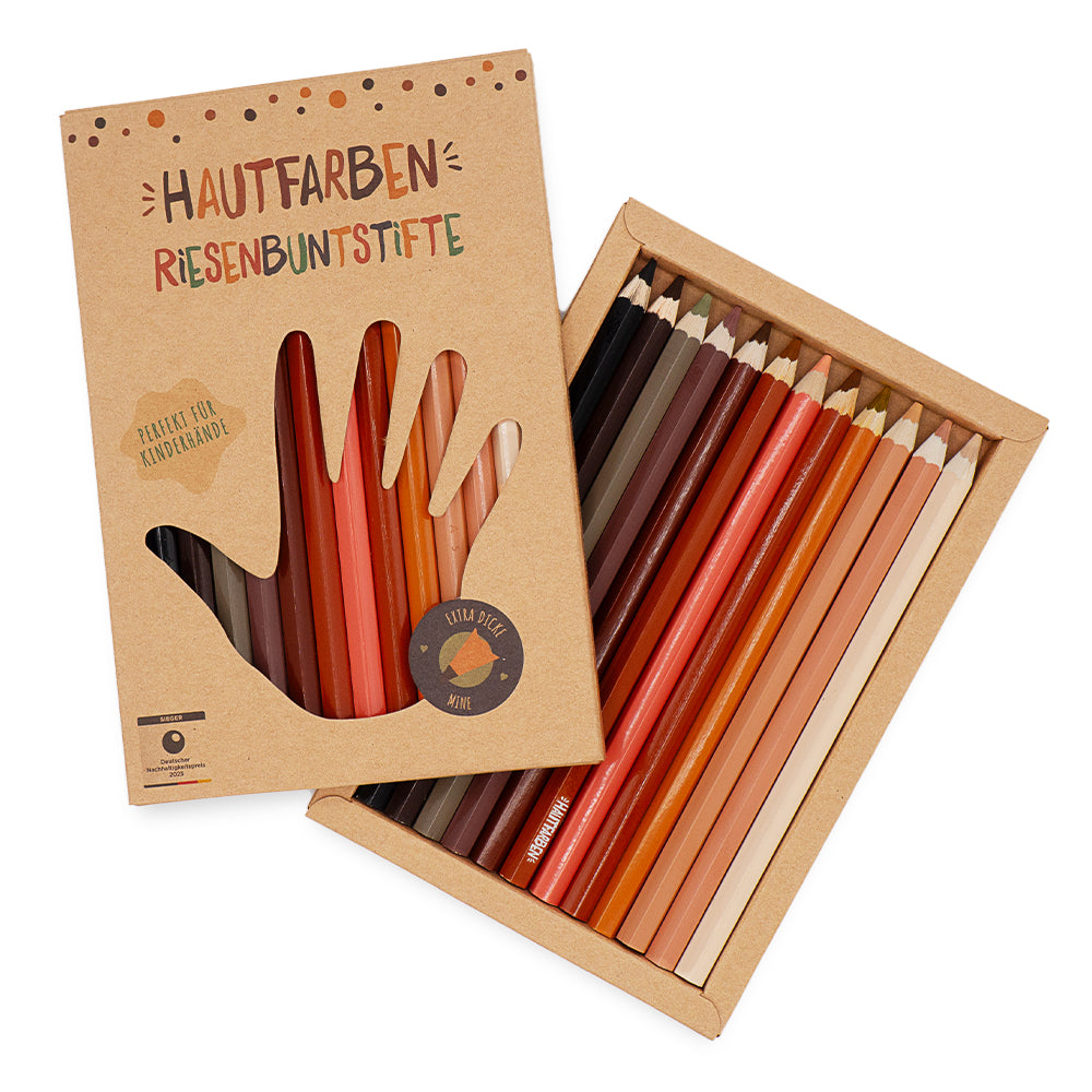 12 Riesenbuntstifte in Hautfarben