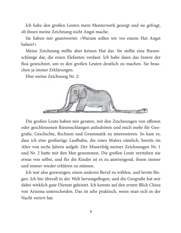 Eine Seite aus dem Buch "Der kleine Prinz". 