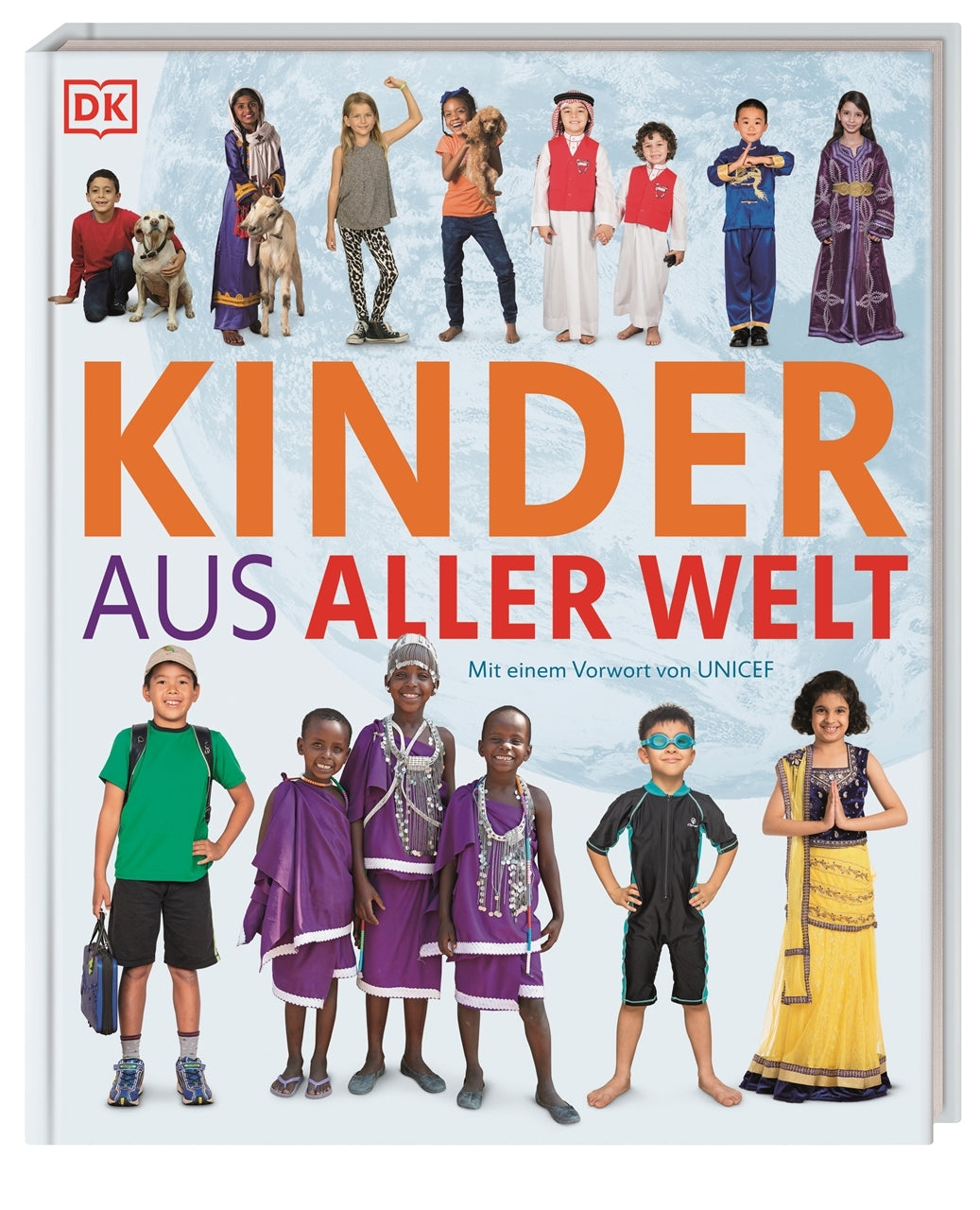 Cover vom Foto Kinderbuch "Kinder aus aller Welt". Zu sehen sind viele Kinder in unterschiedlicher Kleidung aus aller Welt.