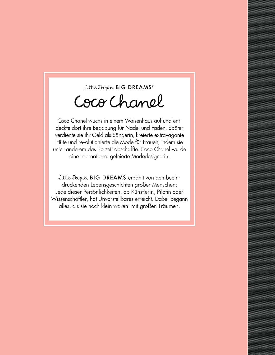 Zusammenfassung der Coco Chanel Biografie für Kinder ab 4 Jahren.