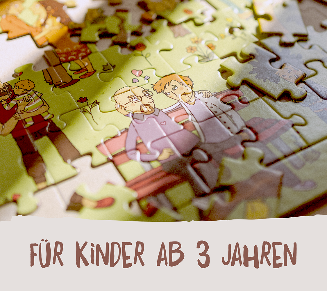 Nachhaltiges Rahmenpuzzle für Kinder ab 3 Jahren. Liebevoll gestaltete Motive fördern das Verständnis für Vielfalt.