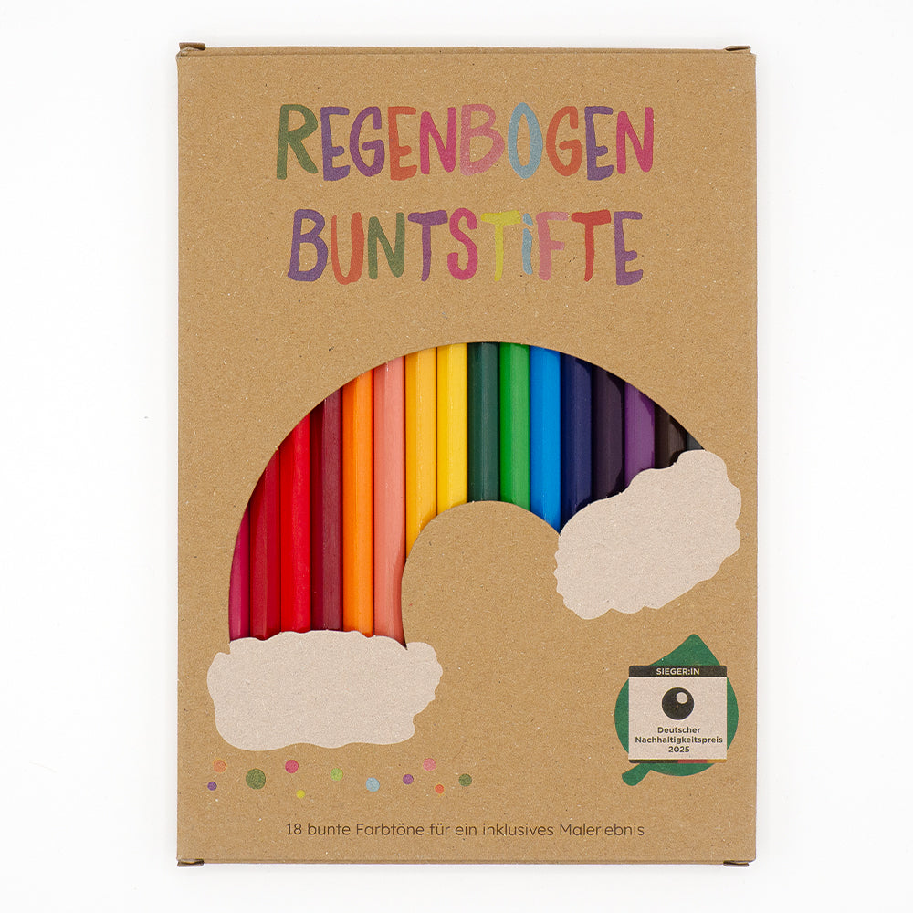 Regenbogen-Buntstifte von Hautfarben. 18 leuchtende Farben für ein inklusives Malerlebnis.