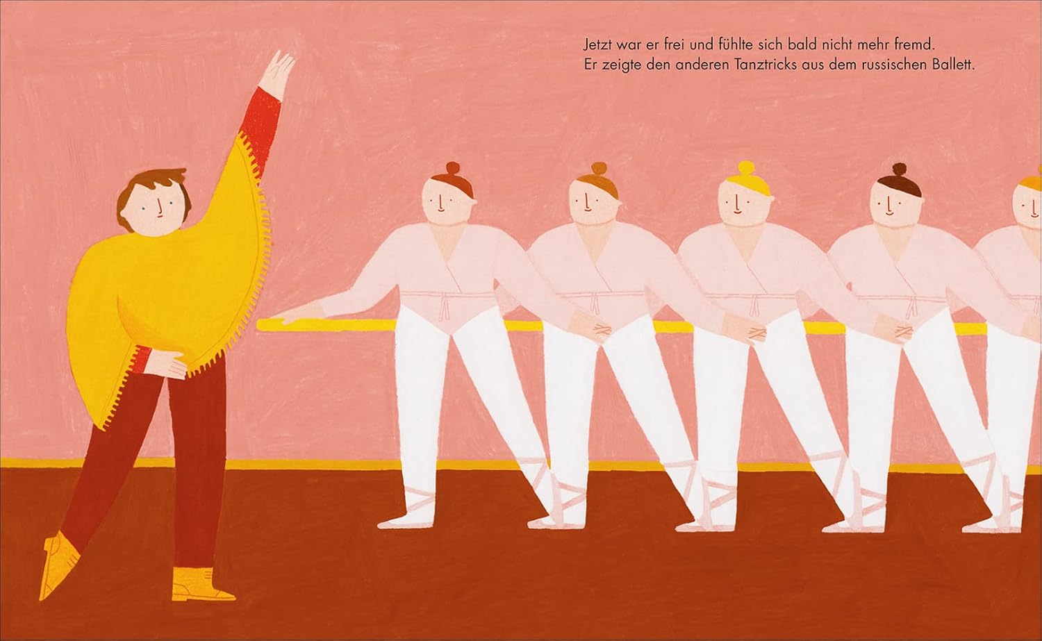Rudolf Nurejew ist als Illustration zu sehen. Er zeigt Balletttänzer:innen Tanztricks aus dem russischen Ballett.