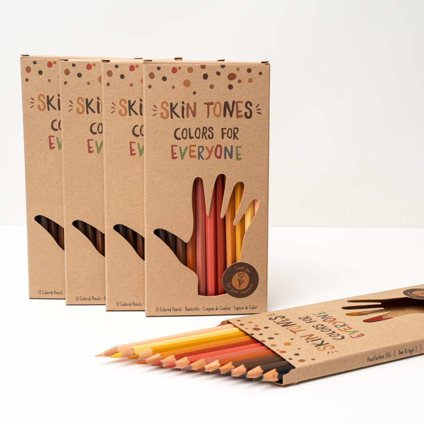 Hautfarben Buntstifte englische Edition Skin Tones Colors for everyone Pencils Sets 5 Stück zur Einschulung mit umweltfreundlicher Verpackung