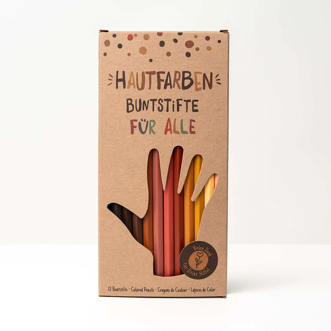 Hautfarben-Buntstifte, ein sinnvolles Weihnachtsgeschenk für Vielfalt und Inklusion, ideal als nachhaltiges Weihnachtsgeschenk.