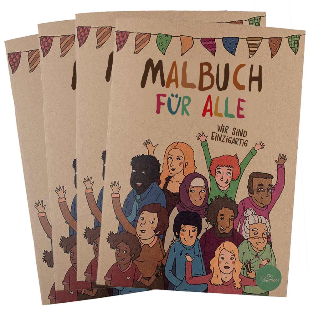 Hautfarben-Malbücher 4 Stück für die Schule.